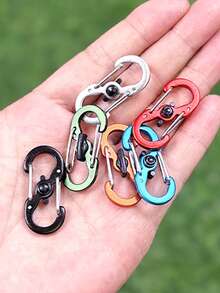 1pc Bi-Directional Carabiner Clip, No Lag Rebound Design, With Keychain Hook - Multicolor - View 4