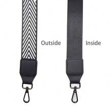 Universal Replacement Shoulder Strap For Women's Handbags - Wide 3.8cm Crossbody Bag Straps - Black_White_Leather - Zinc-blackHardware - View 3