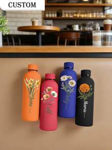 1件客製化雙層不鏽鋼咖啡杯/汽水瓶，運動保溫水杯，500ml/17oz 個性化姓名保溫杯，多色可選，適合開學、節日與生日禮物 - 彩色 - 查看 4