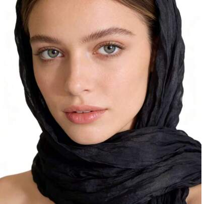 1pc Women's Solid Color Vintage Pleated Twist Solid Color Scarf, Suitable For Office, Air-Conditioned Room, Outerwear, Daily Use, Spring & Autumn