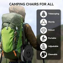 2025 Upgraded Portable Folding Stool, Collapsible Stool, Telescoping Camping Stool With Max Load Capacity 485lbs, Square Retractable Seat For Camping Gardening Fishing HiFKing BBQ[Black] - 方形凳子-黑色 - 查看 6