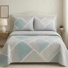 Double-Sided Ultrasonic Boutis Quilt Set (3 Pieces) With Pillowcase - Lisboa - View 4