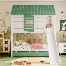 Kids Bed Frames, Headboards & Footboards - White+Green + MDF + Pine + Plywood + 90cm*200cm-1 - View 4