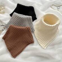 1PCS Women's New Knitted Neck Cover Solid Color Knitted Fake Collar Wool Scarf - màu đen - Xem 6