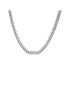 2pcs/Set Stainless Steel Thick Chain Necklace + Bracelet, Hip-Hop Fashion Jewelry Set, Non-Fading, Suitable For Daily Wear - Silver - View 13