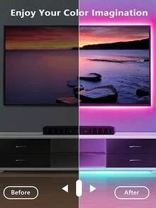 1条3.28英尺-16.4英尺LED灯带，带24键遥控器，USB RGB LED背光灯条，适用于电视、办公室、电脑屏幕、客厅、卧室、家居、派对、圣诞树、游戏室 - 安装简便，多种颜色可选，可调光 - 彩色 - 查看 2