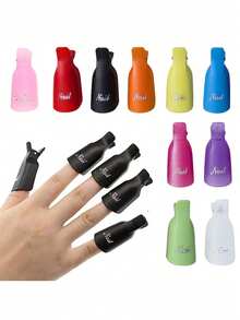 10pcs Plastic Nail Polish Remover Clips, Soaking Style Nail Polish Remover Clips Set, Nail Tools Remover Clips, Nail Polish Remover Accessories - Multicolor - View 3