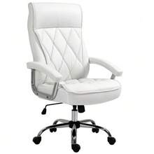 Ergonomic Office Chair In Faux Leather, Swivel And Rocker, Height Adjustable, White. - White - View 1