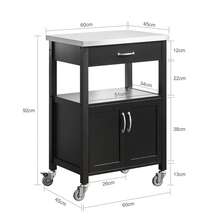 SoBuy FKW22-SCH, Kitchen Trolley Cart Storage Trolley Serving Trolley Kitchen Cabinet With Stainless Steel Worktop - Black - View 4