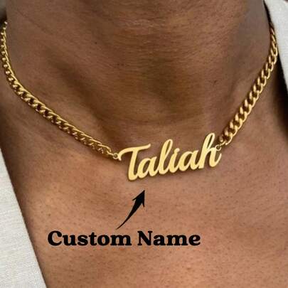 Custom Old English Name Necklace Stainless Steel Cuban Chain Personalized Handmade Pendant Fashion Party Jewelry Gifts