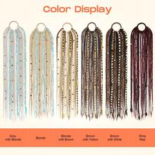 2pcs Bohemian Style Braided Hair Scrunchies, 20 Inch Long Viking Braid Hair Ties, Suitable For Holiday Makeup & Costume - Multicolor - View 9