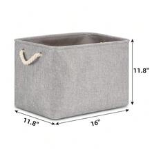 Grey Baskets [2-Pack] Shel F Baskets For Storage 16inch X 11.8inch X 11.8inch Large Fabric Rectangular Decorative Storage Basket Organization Bins For Shelves Closet Home Organization(Grey) - Grey - View 8