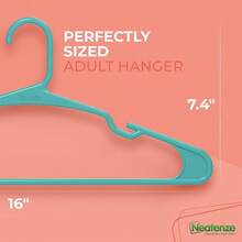 Clothes Hangers Plastic 50 Pack For Adults - Plastic Hangers, The Perfect Coat Hanger And Space Saving Clothes Hangers For Closet, Percheros Ganchos Para Colgar Ropa Hangars - Aqua Hangers - Aqua - 查看 3