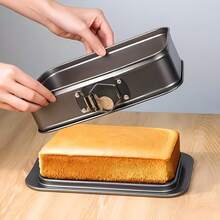 Rectangular Baking Pan, Spring-Form Cheesecake Mold With Removable Bottom, Non-Stick, Includes Oil Brush, Suitable For Kitchen Baking Of Pancakes, Bread, Cakes, Brownies, Household Dinner And Party Supplies - Multicolor - View 4
