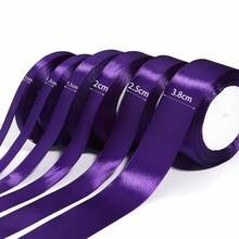 Ruy băng satin màu tím, dài 25 thước/cuộn, chất liệu vải bóng, màu trơn, thích hợp để tự làm thiệp mời cưới, bó hoa cưới, gói quà, trang trí tiệc, đồ thủ công may vá, phụ kiện bó hoa cưới, trang trí đám cưới. - Màu tím - Xem 7