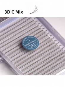 每盒800片，20排，超大容量托盘，蓬松3D/4D/5D/6D/8D/10D/2D俄式浓密预制睫毛簇，超快速嫁接，纤细纤长根部，进口韩国PBT纤维，超黑超柔软，C/D卷度，8-15mm预制睫毛簇，专业级 - C - 查看 18