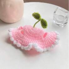 Knitted Pet Hat, Elegant Crochet Cat Hat With Rabbit Ear Ruffled Floral Decor, Suitable For Small/Medium Cats, Soft & Easy To Wear, Great For Birthday, Holiday, Travel, Photo Shoot, Adorable Pet Accessory - Multicolor - View 11