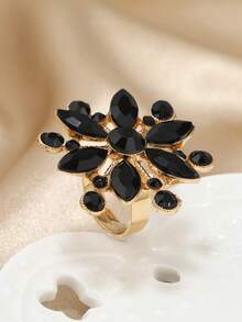 1枚时尚花朵几何开口戒指，适合女士日常及居家佩戴 - 彩色 - 查看 12