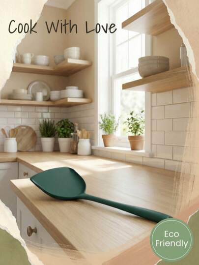 1 pezzo Spatola in silicone resistente al calore: design monoblocco, ampiamente applicabile. Adatto per uso domestico su padelle, wok, piatti, frittura e cottura leggera con olio. Ideale per la preparazione dei pasti domestici e la cucina quotidiana. Uno strumento da cucina essenziale.