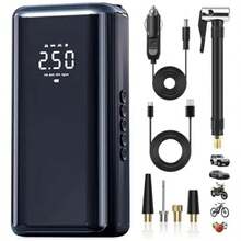 Compresor Inflador Portátil RexQualis 150 PSI 5400mAh Recargable Mini Compresor de ire Portatil Auto para Carro Motocicleta - azul real - Ver 1