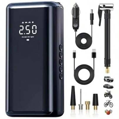 Compresor Inflador Portátil RexQualis 150 PSI 5400mAh Recargable Mini Compresor de ire Portatil Auto para Carro Motocicleta