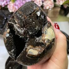 1件天然龟背石玛瑙龙蛋摆件 | 天然矿物展示品,适合家居装饰和收藏礼品,造型独特,呈龙蛋状 - 黑色 - 查看 7