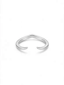 1 Stück eleganter V-förmiger funkelnder Zirkonia-Ring, 925er Sterling-Silber, Geschenk für modebewusste Frauen, geeignet für Bälle, Zusammenkünfte und Partys - Gebogener Öffnungsring - Übersicht 25