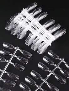 60pcs Almond Shaped Clear Natural False Nail Tips, Suitable For Nail Art Design, Manicure Tools, Fake Nails, Nail Gel Practice, Transparent Natural Tone Nail Art Tool Display Board - Multicolor - View 7