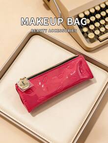 Yves Saint Laurent Bolsa de cosméticos portátil con forma de labios, elegante y de moda - Rosa Fucsia - Ver 2