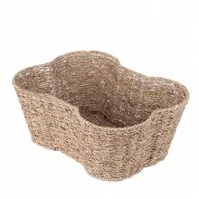 Dog Toy Basket, Bone Shaped Dog Toy Bin, Handmade Pet Organizer And Storage, Toy Box For Cats, (17x13 Seagrass) - 中號(17x13吋) - 查看 1