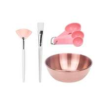 2/4/8/16/24件套面膜搅拌碗套装 - 美容用品，DIY面膜搅拌工具，面膜涂抹刷套装，2个玫瑰金面膜碗，2个扇形面膜刷，2个扁平面膜刷，2个量勺，可选金色、玫瑰金和原木色 - 彩色 - 查看 18