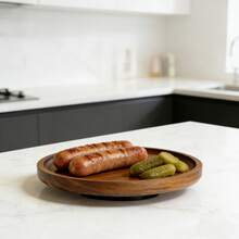 8-Inch Round Multifunctional Wooden Tray, Rotating Wooden Spice Rack, Suitable For Holidays, New Year, Spring Festival - Khaki - View 5