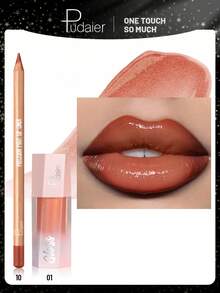 Pudaier 2-Piece Valentine's Day Lip Gift Set: Includes Lip Liner Pencil And Lip Gloss, Suitable For All Skin Tones - 10+01 - View 1