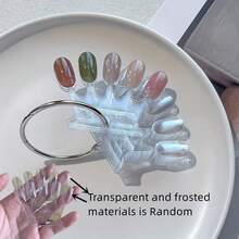 1/50pcs Removable Nail Polish Color Mixing Palette With Metal Display Stand, Transparent Nail Art Sample Sticks With Metal Rings, Wrought Iron Metal Display Rack, Acrylic Nail Art Practice Swatch Color Chart, Suitable For Nail Salons And Home Use - Multicolor - View 13