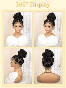 Bantu Knotless Braided Wigs Synthetic Full Lace Wig Lace Box Braided Wig Buns Wig Full Lace Braids Wig African Braiding Hair Wig For Women - Black - View 10