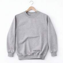 Men's Crew Neck Fleece Sweatshirt, Thick Winter Coat, Cotton - Heather Gray - Xem 5