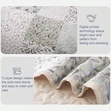 Reversible Boho Quilts King Size, Gray Bedspreads Lightweight Coverlet All Season Patchwork Quilt Bedding Set With Printed Floral Pattern 1 Quilt, 2 Pillow Shams - PatchworkLightgreyKi - View 4