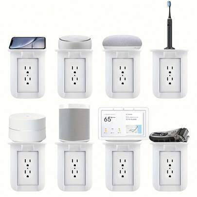 1 Piece Space-Saving Socket Rack Wall Bracket - Decorative, Easy To Install, Supports Smart Home Speakers And Devices, Maximum Weight 10 Pounds, ABS Material, Perfect For Kitchen And Other Places