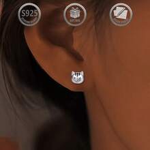 1 Pair Cute Retro Sweet 925 Silver Cat Stud Earrings, Suitable For Daily, Party, Holiday, Date, Gift - Silver - View 8