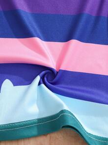 This Fashionable Girls' Set Includes A Rainbow Striped T-Shirt And A Tulle Skirt, Very Suitable For Daily Wear And Photo Shoots. - Multicolor - View 7