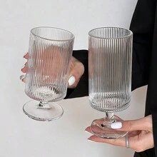 1个350毫升创意条纹直筒果汁杯，氛围高脚玻璃杯，鸡尾酒杯，优雅饮料杯，气泡水杯 - 彩色 - 查看 9