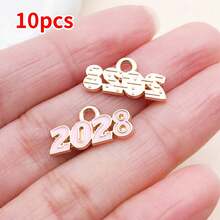 10个9x18毫米2028数字吊坠套装 – 现代简约锌合金数字吊坠，可用于DIY手链、项链和耳环 – 亮丽珐琅饰面，是完美的生日和毕业礼物 - 彩色 - 查看 23