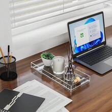 MaxGear Acrylic Vanity Tray, Clear Bathroom Storage Tray For Countertop, Toilet Tank, And Bathtub – Perfect Organizer For Perfume, Soap, Towels, Tissue, Candles, And Plants, 11.8 * 5 * 1.2 Inches - 11.8英寸x5英寸x1.2英寸 - 查看 9