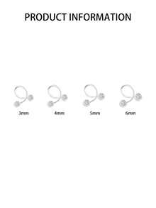 1pc 925 Sterling Silver Diamond Dust Double Screw Navel Piercing, Shiny Ball Navel Ring, Suitable For Girls' Daily Wear, Best Gift For Girlfriend, Mother, Sister - Single Belly Button Nail - View 5