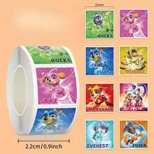 300pcs/Roll Paw Patrol Sticker Roll, Featuring Rubble, Chase, Rocky, Zuma, Skye, Everest, Tracker, Tuck, Ella, Rex, WildCat, Liberty Characters, Cute Cartoon DIY Decorative Stickers Suitable For Phone Cases, Laptops, Notebooks, Guitars, Cups, Stationery, Waterproof Stickers - Random - View 9