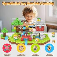 ODAPTO Set de 25/50/75/100/150/200/300 piezas de bloques de construcción magnéticos para niños, juguetes de apilamiento magnéticos, juguetes sensoriales de aprendizaje STEM adecuados para niños y niñas de 3 a 8 años, con temas creativos de arquitectura/naturaleza/exterior, bloques de apilamiento para aliviar el estrés, mejor regalo para cumpleaños, Navidad, juguetes de construcción magnéticos para niños y niñas - Multicolor - Ver 6
