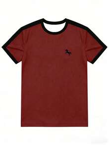 Men's Casual Round Neck Short Sleeve T-Shirt, Versatile - Multicolor - View 2