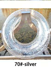 1pc Transparent Sequin Inflatable Swimming Ring, Thick PVC Crystal Swimming Ring Armpit Float, Adult Transparent Cute Underarm Thick Circle Large Buoyancy Swim Ring,Lightweight And Portable - Clear - View 31