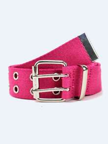 1pc Boho, Y2K Style Metal Eyelet Pink Cinturones De Mujer Women's Belt, Rainbow Studded Men's Belt, Suitable For Dresses, Jeans, Daily Wear, Parties, Gatherings, Music Festivals, Christmas - Pink Canvas - View 7