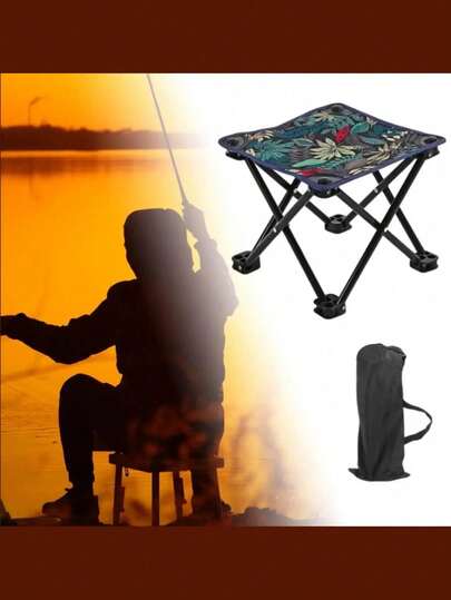 超轻便携折叠露营凳，采用不锈钢框架。快速组装，是露营、钓鱼、户外活动和背包旅行的理想之选。设计紧凑，便于携带。旅行凳 | 便携凳 | 坚固耐用，必备露营装备。